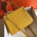 Hermes Kelly 28cm Bag In Yellow Clemence Leather GHW Hermes Kelly 28cm Bag In Yellow Clemence Leather GHW