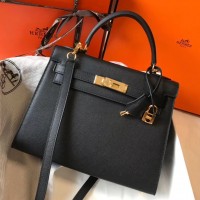 Hermes Kelly 28cm Bag In Black Epsom Leather GHW Hermes Kelly 28cm Bag In Black Epsom Leather GHW