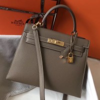 Hermes Kelly 28cm Bag In Taupe Grey Epsom Leather GHW Hermes Kelly 28cm Bag In Taupe Grey Epsom Leather GHW