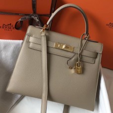 Hermes Kelly 28cm Bag In Gris Tourterelle Epsom Leather GHW Hermes Kelly 28cm Bag In Gris Tourterelle Epsom Leather GHW