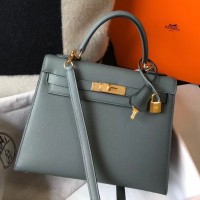 Hermes Kelly 28cm Bag In Vert Amande Epsom Leather GHW Hermes Kelly 28cm Bag In Vert Amande Epsom Leather GHW