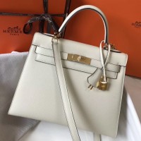 Hermes Kelly 28cm Bag In White Epsom Leather GHW Hermes Kelly 28cm Bag In White Epsom Leather GHW