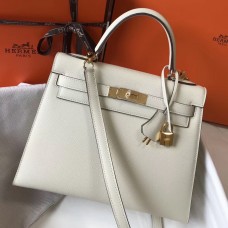 Hermes Kelly 28cm Bag In White Epsom Leather GHW Hermes Kelly 28cm Bag In White Epsom Leather GHW