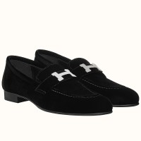 Hermes Paris Loafers In Black Velvet Hermes Paris Loafers In Black Velvet