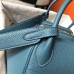 Hermes Lindy 30cm Bag In Blue Jean Clemence Leather GHW Hermes Lindy 30cm Bag In Blue Jean Clemence Leather GHW