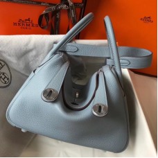 Hermes Lindy 30cm Bag In Blue Lin Clemence Leather PHW Hermes Lindy 30cm Bag In Blue Lin Clemence Leather PHW
