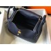 Hermes Lindy 30cm Bag In Navy Blue Clemence Leather GHW Hermes Lindy 30cm Bag In Navy Blue Clemence Leather GHW