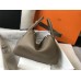 Hermes Lindy 30cm Bag In Taupe Clemence Leather GHW Hermes Lindy 30cm Bag In Taupe Clemence Leather GHW