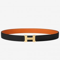 Hermes Mini Constance 24mm Reversible Belt Black/Orange Hermes Mini Constance 24mm Reversible Belt Black/Orange