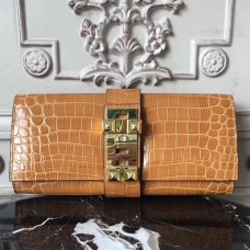 Hermes Medor Clutch Bag In Camarel Crocodile Leather Hermes Medor Clutch Bag In Camarel Crocodile Leather