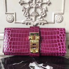 Hermes Medor Clutch Bag In Fuchsia Crocodile Leather Hermes Medor Clutch Bag In Fuchsia Crocodile Leather