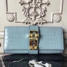 Hermes Medor Clutch Bag In Ciel Crocodile Leather Hermes Medor Clutch Bag In Ciel Crocodile Leather