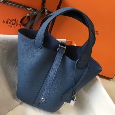 Hermes Picotin Lock 18 Bag In Blue Agate Clemence Leather Hermes Picotin Lock 18 Bag In Blue Agate Clemence Leather