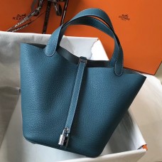 Hermes Picotin Lock 18 Bag In Blue Jean Clemence Leather Hermes Picotin Lock 18 Bag In Blue Jean Clemence Leather
