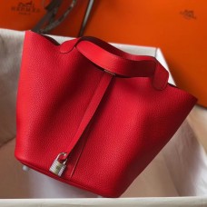 Hermes Picotin Lock 18 Bag In Red Clemence Leather Hermes Picotin Lock 18 Bag In Red Clemence Leather