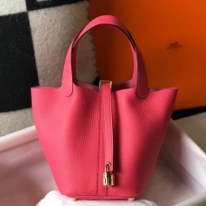 Hermes Picotin Lock 18 Bag In Rose Lipstick Clemence Leather Hermes Picotin Lock 18 Bag In Rose Lipstick Clemence Leather