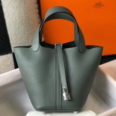 Hermes Picotin Lock 18 Bag In Vert Amande Clemence Leather Hermes Picotin Lock 18 Bag In Vert Amande Clemence Leather