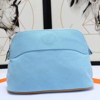 Hermes Medium Bolide Travel Case In Blue Lin Cotton Hermes Medium Bolide Travel Case In Blue Lin Cotton