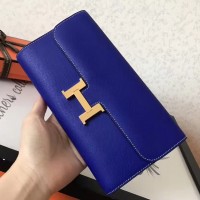 Hermes Constance Long Wallet In Blue Electric Epsom Leather Hermes Constance Long Wallet In Blue Electric Epsom Leather