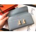 Hermes Constance Long Wallet In Blue Lin Epsom Leather Hermes Constance Long Wallet In Blue Lin Epsom Leather