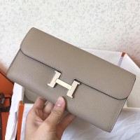 Hermes Constance Long Wallet In Grey Epsom Leather Hermes Constance Long Wallet In Grey Epsom Leather