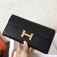 Hermes Constance Long Wallet In Black Epsom Leather Hermes Constance Long Wallet In Black Epsom Leather