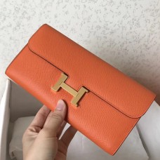 Hermes Constance Long Wallet In Orange Epsom Leather Hermes Constance Long Wallet In Orange Epsom Leather