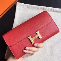 Hermes Constance Long Wallet In Red Epsom Leather Hermes Constance Long Wallet In Red Epsom Leather