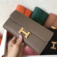 Hermes Constance Long Wallet In Taupe Epsom Leather Hermes Constance Long Wallet In Taupe Epsom Leather