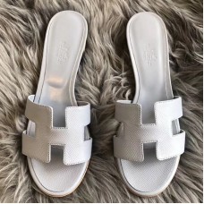 Hermes Oasis Sandals In Pearl Grey Epsom Leather Hermes Oasis Sandals In Pearl Grey Epsom Leather