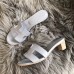 Hermes Oasis Sandals In Pearl Grey Epsom Leather