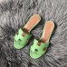Hermes Oasis Sandals In Vert Criquet Epsom Leather