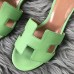 Hermes Oasis Sandals In Vert Criquet Epsom Leather