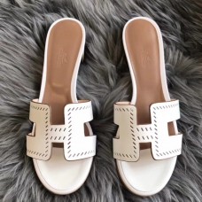 Hermes Oasis Sandals In White Perforated Epsom Leather Hermes Oasis Sandals In White Perforated Epsom Leather