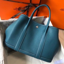 Hermes Garden Party 30 Bag In Blue Jean Taurillon Leather Hermes Garden Party 30 Bag In Blue Jean Taurillon Leather