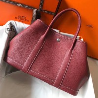 Hermes Garden Party 30 Bag In Bordeaux Taurillon Leather Hermes Garden Party 30 Bag In Bordeaux Taurillon Leather