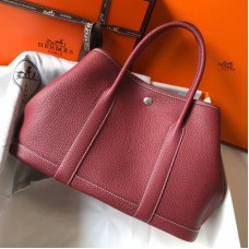 Hermes Garden Party 30 Bag In Bordeaux Taurillon Leather Hermes Garden Party 30 Bag In Bordeaux Taurillon Leather