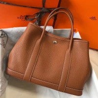 Hermes Garden Party 30 Bag In Gold Taurillon Leather Hermes Garden Party 30 Bag In Gold Taurillon Leather