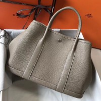 Hermes Garden Party 30 Bag In Grey Taurillon Leather Hermes Garden Party 30 Bag In Grey Taurillon Leather