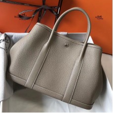 Hermes Garden Party 30 Bag In Grey Taurillon Leather Hermes Garden Party 30 Bag In Grey Taurillon Leather
