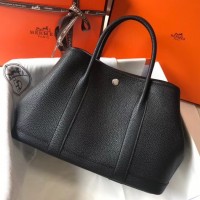 Hermes Garden Party 30 Bag In Black Taurillon Leather Hermes Garden Party 30 Bag In Black Taurillon Leather