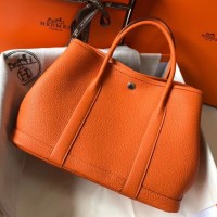 Hermes Garden Party 30 Bag In Orange Taurillon Leather Hermes Garden Party 30 Bag In Orange Taurillon Leather