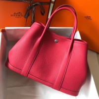Hermes Garden Party 30 Bag In Rose Red Taurillon Leather Hermes Garden Party 30 Bag In Rose Red Taurillon Leather