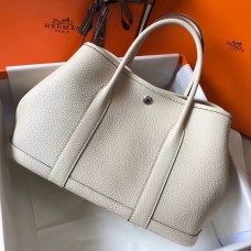 Hermes Garden Party 30 Bag In White Taurillon Leather Hermes Garden Party 30 Bag In White Taurillon Leather