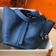 Hermes Picotin Lock 22 Bag In Blue Agate Clemence Leather Hermes Picotin Lock 22 Bag In Blue Agate Clemence Leather