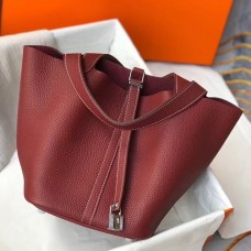 Hermes Picotin Lock 22 Bag In Bordeaux Clemence Leather Hermes Picotin Lock 22 Bag In Bordeaux Clemence Leather