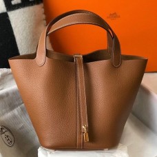 Hermes Picotin Lock 22 Bag In Gold Clemence Leather Hermes Picotin Lock 22 Bag In Gold Clemence Leather
