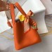 Hermes Picotin Lock 22 Bag In Orange Clemence Leather Hermes Picotin Lock 22 Bag In Orange Clemence Leather