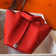 Hermes Picotin Lock 22 Bag In Red Clemence Leather Hermes Picotin Lock 22 Bag In Red Clemence Leather