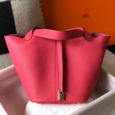 Hermes Picotin Lock 22 Bag In Rose Lipstick Clemence Leather Hermes Picotin Lock 22 Bag In Rose Lipstick Clemence Leather